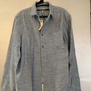 New- Rag & Bone Linen Denim Mens Button Down